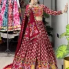 Designer Maroon Navratri Lehenga Choli for Women | Kutchi Mirror Work Chaniya Choli with Dupatta | Garba & Dandiya Dress
