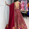Designer Maroon Navratri Lehenga Choli for Women | Kutchi Mirror Work Chaniya Choli with Dupatta | Garba & Dandiya Dress