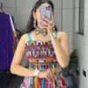Designer Multicolor Georgette Printed Lehenga with Kutchi Mirror Work Blouse | WMT 8077 Navratri Garba Outfit for Women
