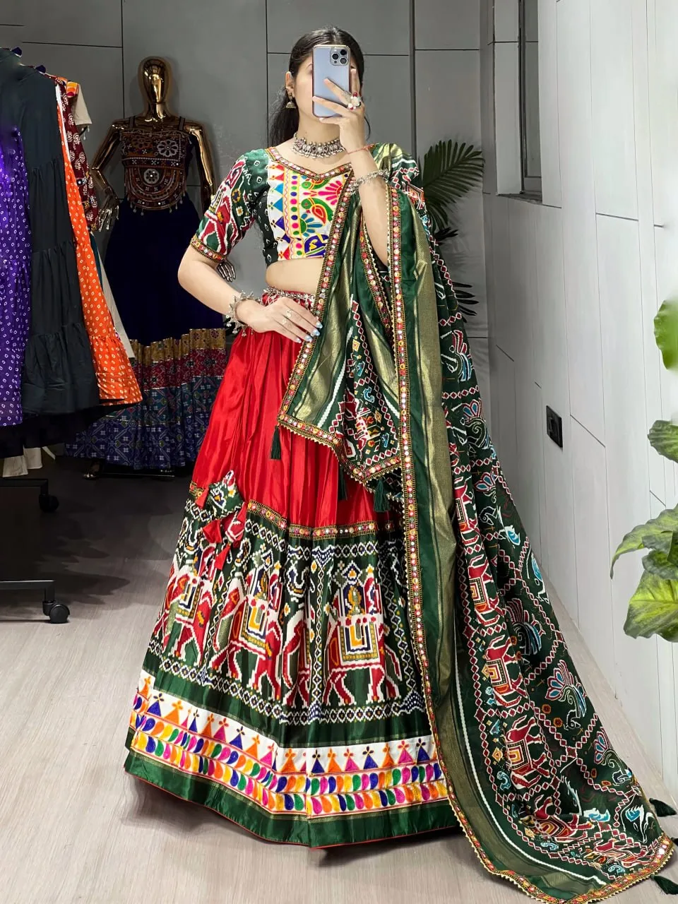 Designer Patola Printed Dola Silk Navratri Lehenga Choli with Dupatta WMT 8079