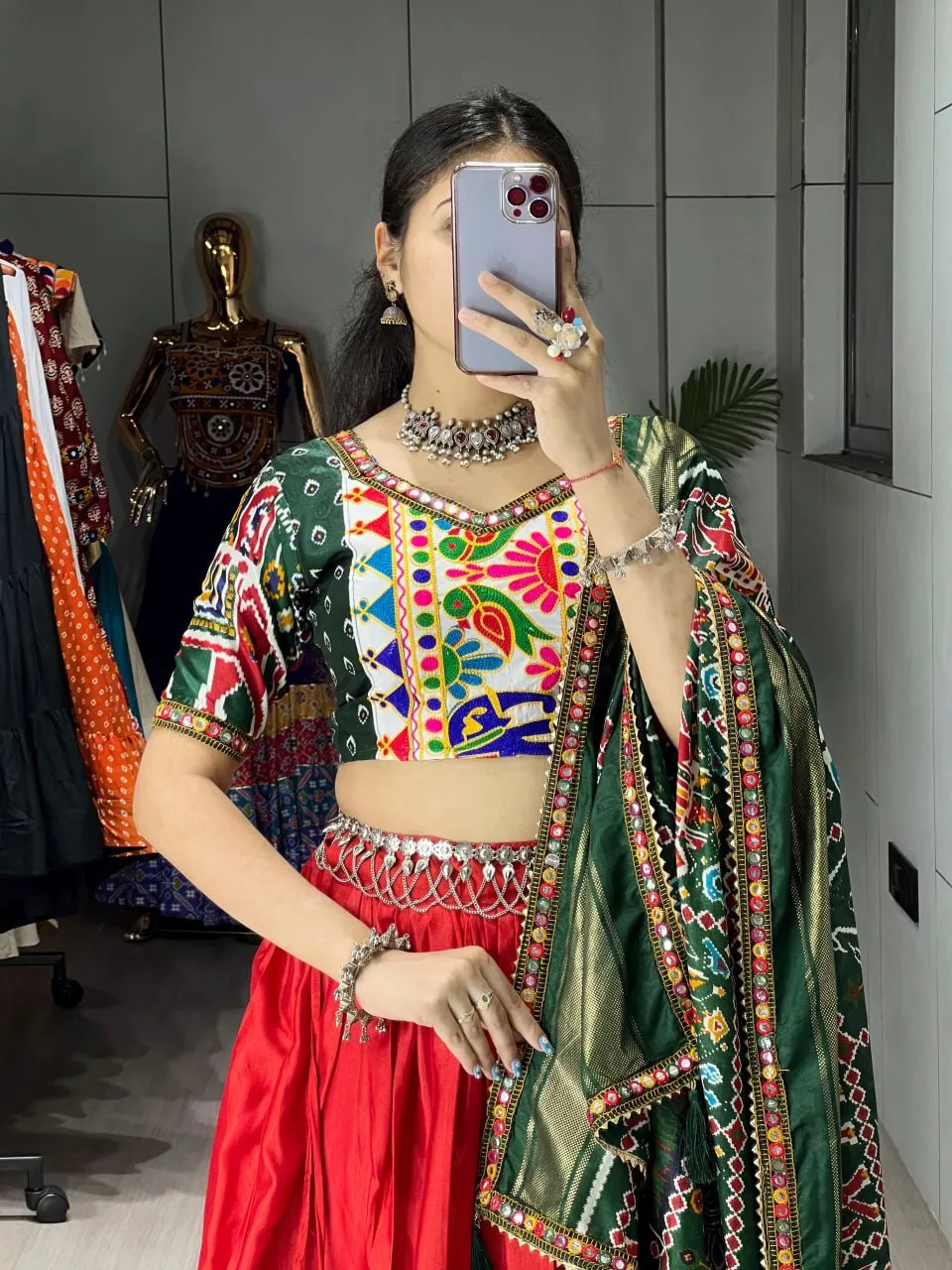 Designer Patola Printed Dola Silk Navratri Lehenga Choli with Dupatta WMT 8079
