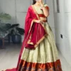Premium Beige Silk Zari Weaving Navratri Chaniya Choli with Maroon Dupatta | WMT 8151 Designer Wedding Lehenga for Women