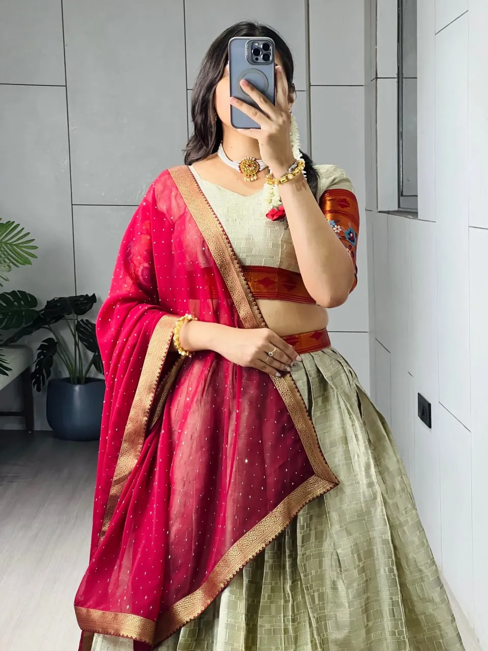 Premium Beige Silk Zari Weaving Navratri Chaniya Choli with Maroon Dupatta | WMT 8151 Designer Wedding Lehenga for Women