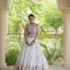 Fully Stitched White Rayon Kutchi Work White Lampi Lace Navratri Wear Ghagra Choli