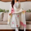 Women's Floral Embroidered Regular Thread Work Kurta with Trousers & With Dupatta