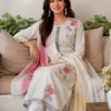 Women's Floral Embroidered Regular Thread Work Kurta with Trousers & With Dupatta