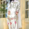 Embroidered Kurta, Patiala & Dupatta Set | Crepe White Party Wear Farshi Salwar Suit