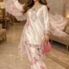 Embroidered Kurta, Patiala & Dupatta Set | Crepe White Party Wear Farshi Salwar Suit