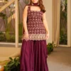 Women Ethnic Embroidered Regular Sequinned Kurti with Sharara Western Wear & With Dupatta