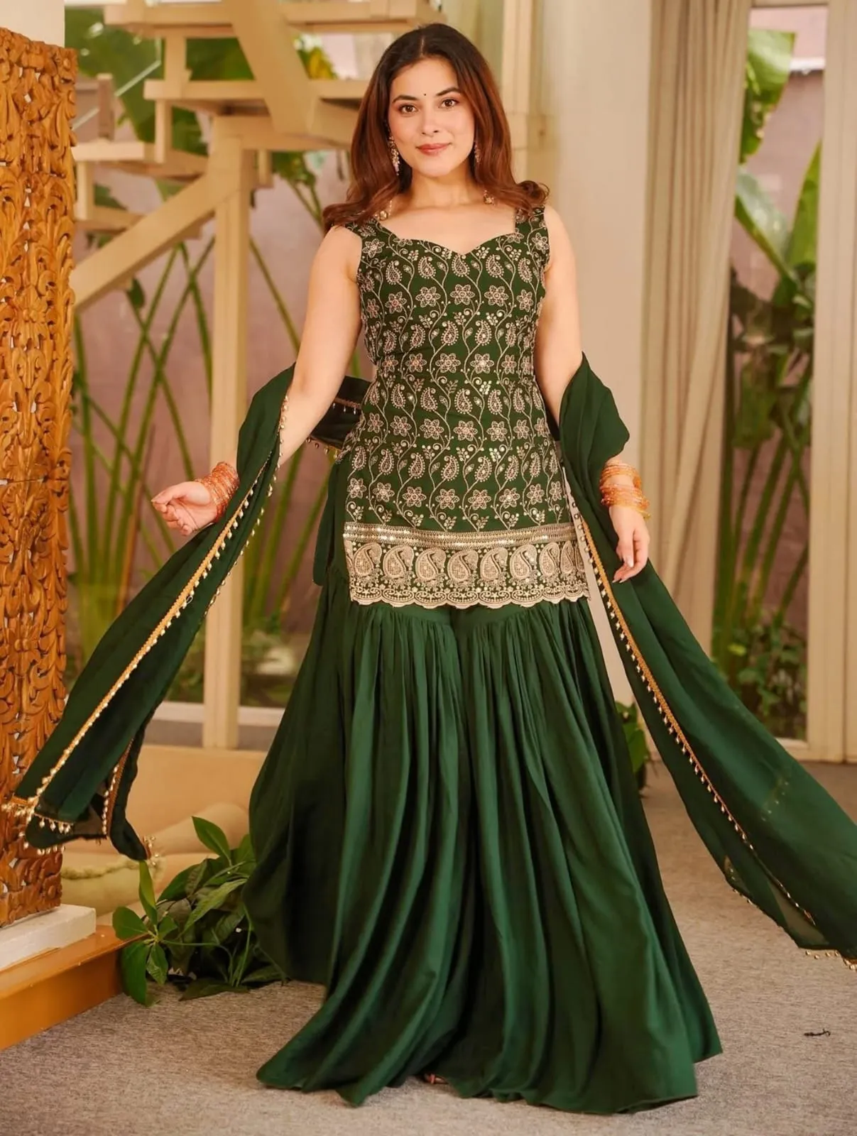 Women's Embroidery Work Sarara Western Wear