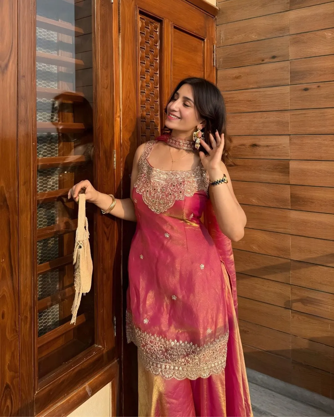 Mirror Work Sharara Set for Women with Choker Dupatta | Sleeveless Festive Ethnic Wear