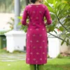 Women's Pink Kontina Suit Art Silk Kurti Pant Dupatta | Ethnic Straight Kurta with Green Pant & Dupatta | Traditional Festive-Wear Suit Set for Women