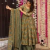 Rayon Chanderi Anarkali Floral Printed Panelled Kurta with Palazzos & With Dupatta