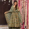 Rayon Chanderi Anarkali Floral Printed Panelled Kurta with Palazzos & With Dupatta