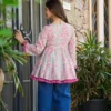 Women's Cotton Blend Floral Printed Short Kurti | Ethnic Tunic Top