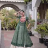 Green Kora Cotton Navaratri Indo Western Long Kurti Skirt