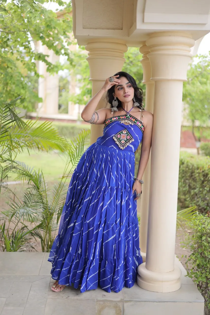 Laheriya Printed Fit & Flared Tiered Ethnic Dresses for woman