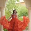 Navratri Faux Georgette Gown With Laheriya Print Gown for woman