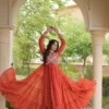Designer Bandhani Printed V-Neck Gown Ethnic Dresses