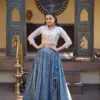 Blue Ready-to-Wear Jacquard Lehenga for woman