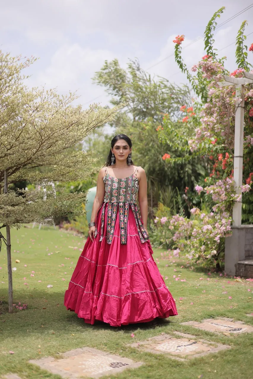 Embroidered Thread Work Ready to Wear & Pink Patch Work Cotton Lehenga Choli