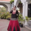 Trendy Black Rayon Kutchi Gamthi Work Lehenga Choli