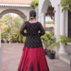 Trendy Black Rayon Kutchi Gamthi Work Lehenga Choli