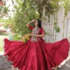 Attractive Red Patch Work Kora Cotton Navratri Special Lehenga Choli