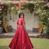 Attractive Red Patch Work Kora Cotton Navratri Special Lehenga Choli