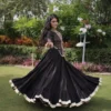 Black Kora Cotton Lehenga with Kutchi Work eclothing