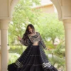 Perfect Black Faux Georgette Patchwork kutchi Work Lehenga Choli