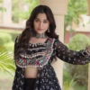 Perfect Black Faux Georgette Patchwork kutchi Work Lehenga Choli