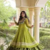 Parrot Kora Cotton Bandhni work with kutchi Work Navaratri Lehenga Chaniya Choli