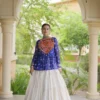 Vintage Blue White Gujarati Navratri Lehenga Choli