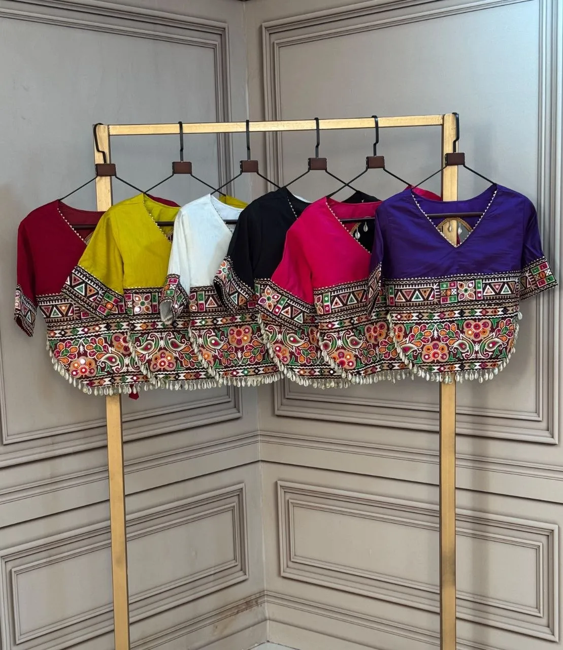 Roman Silk Gamthi Embroidery Work Navratri Blouse garba