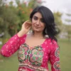 Fancy Pink Faux Georgette Bandhani Print Work Gown for woman