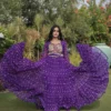 Violet Faux Georgette Gamthi-Work Navratri Special Readymade Kurti for Garba