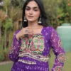 Violet Faux Georgette Gamthi-Work Navratri Special Readymade Kurti for Garba