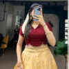 Mustard Pure Kanchipuram Silk With Zari Weaving Work Paithani Onam Pavada Lehenga Choli
