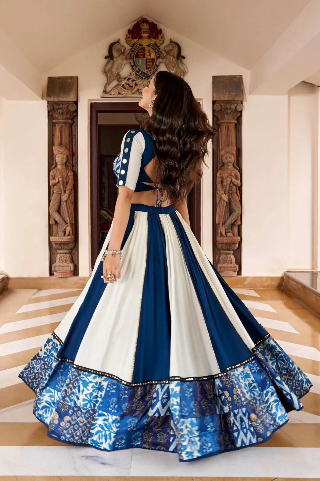 Pure Rayon Blue Gotta Patti With MIrror Work Navratri Lehenga Chaniya Choli
