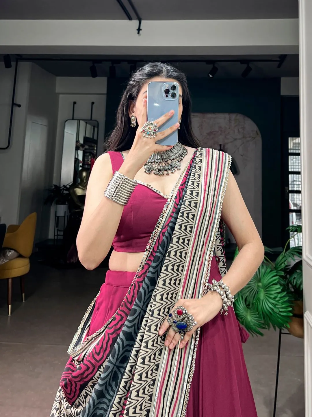 Women’s Maroon Trending Designers Rayon With Mirror Work Lehenga Chaniya Choli
