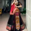 Heavy Rayon Black Color Fully Stitched Work Lehenga Choli with Kutchi Embroidery