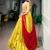 Navratri Night Chanderi Gotta Patti with Mirror Gamthi work Lehenga Choli for garaba