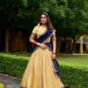 Navy Blue Pure Kanchipuram Silk Zari Weaving South Indian Lehenga Choli for woman