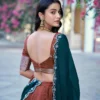 Brown Silk Blend Embroidered Traditional Wedding Lehenga Choli Set | Shreevani Chinon Zari Weaving Work