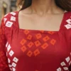 Women's Printed Tunic Top with Square Neck & Full Sleeves | Casual Ethnic Kurti Style Top | Cotton Bandhani and Fancy Short Top