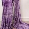 Elegant Japan Satin Saree Mirror Work Border Saree - Digital Print, Luxurious Drape for Women