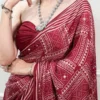 Women’s Satin Silk Mirror Work Saree