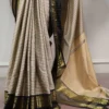 Gray Silk and Checks Border Saree