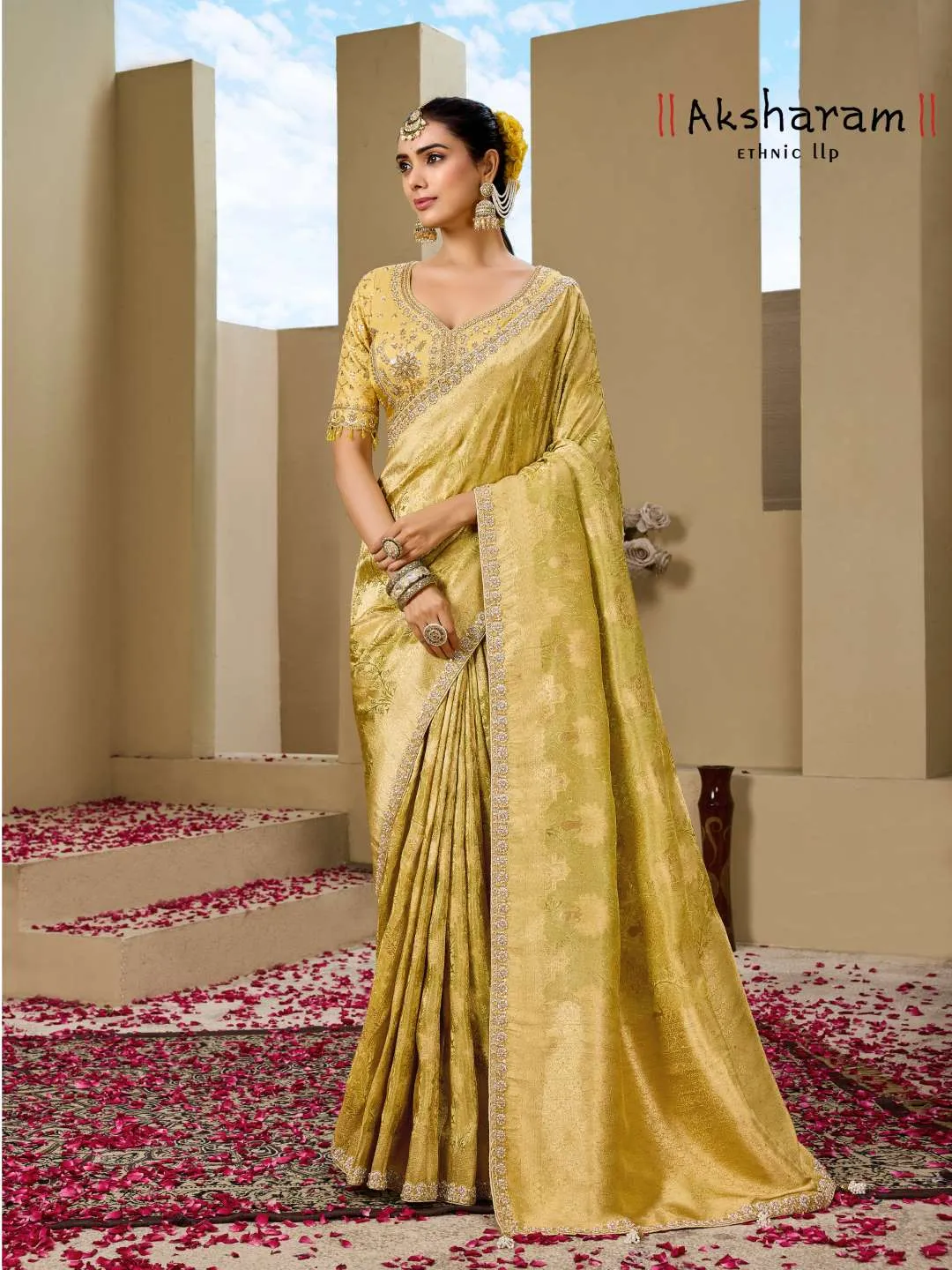 Shisha Kum Kum Vol-10 Premium Tissue Silk Zari Weaving Fabric With Double Blouse
